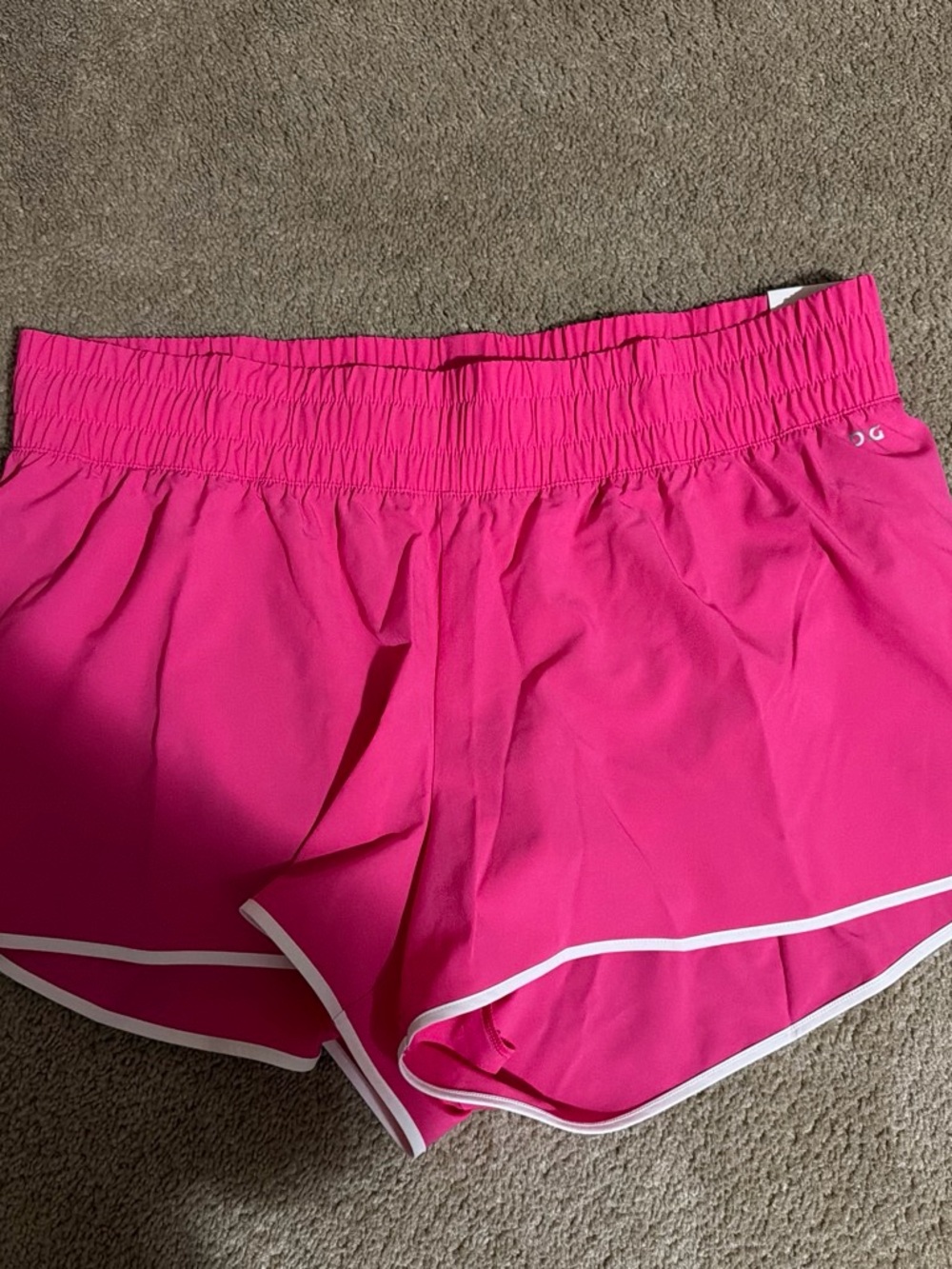 DSG Women’s High Rise Stride Hot Pink Athletic Shorts with White Trim